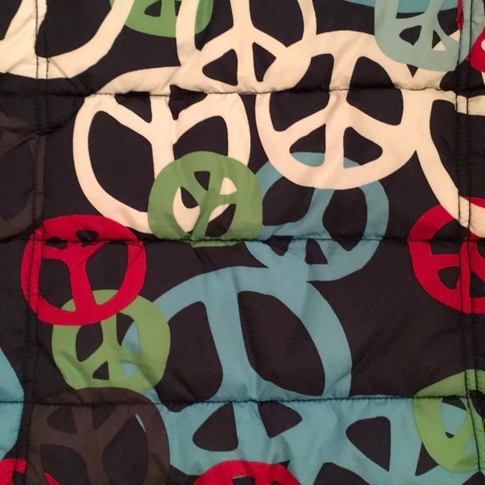 Old Navy Girls Peace Sign Puffer Vest Sz XL